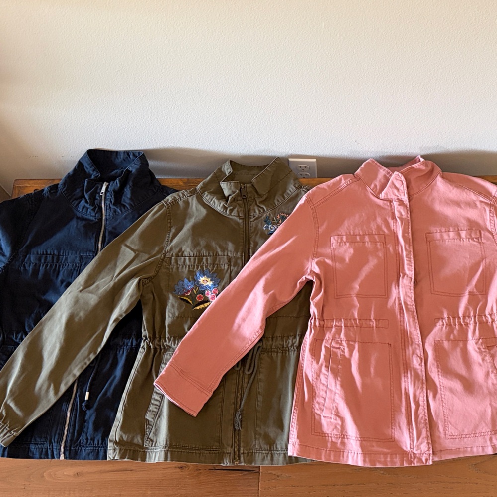 Old Navy Pink, Green, and Black Jacket Bundle